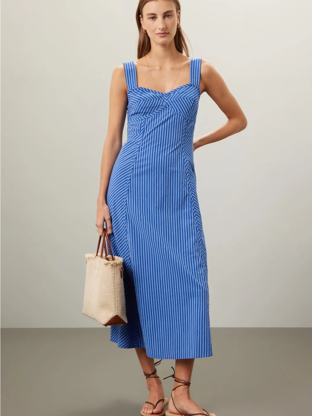 Madewell Blue Striped Midi Dress